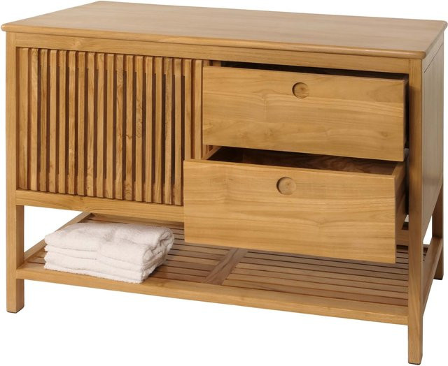 MCW Waschbeckenunterschrank aus Teakholz in Braun, B-Grade-Teak Kernholz, B/T/H: 106 x 81 x 55 cm - Bild 1