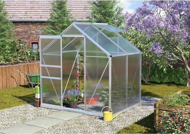 Vitavia Gewächshaus Calypso 3000 mit Aluminium-Rahmen, Polycarbonat-Platten, Schiebetür, Dachfenster und Regenrinnen - Bild 1