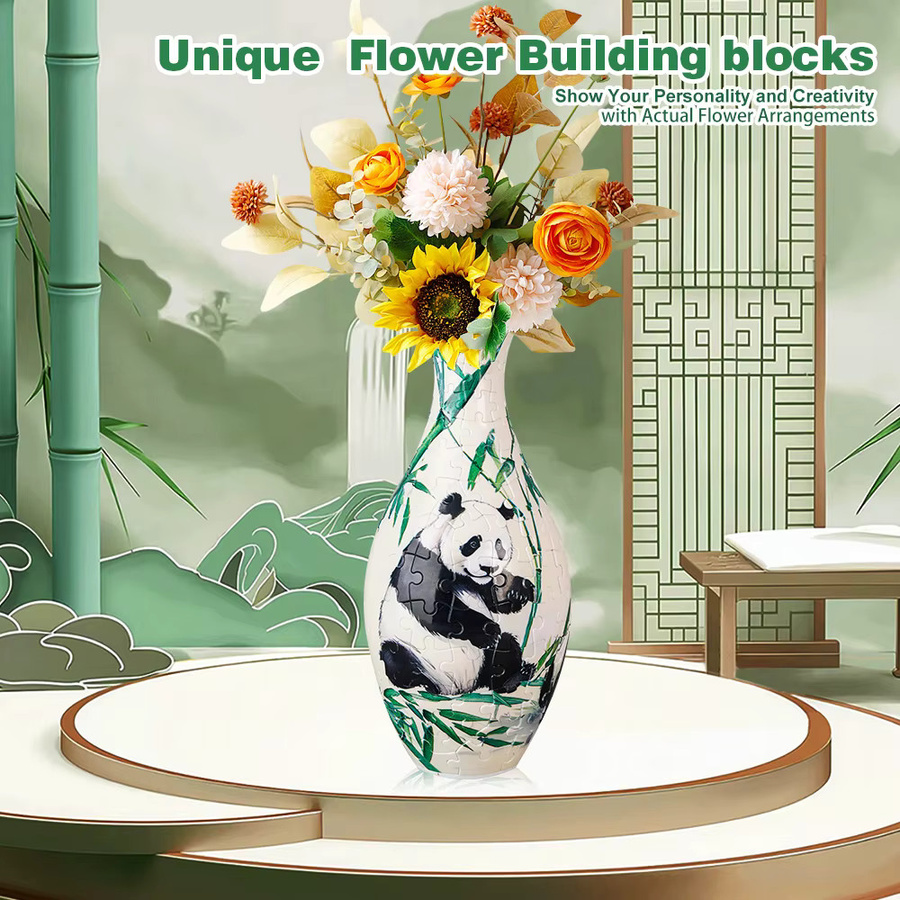 CONUSEA 3D Puzzle Vase mit floralem Design aus Pappe und Kunststoff - Bild 2
