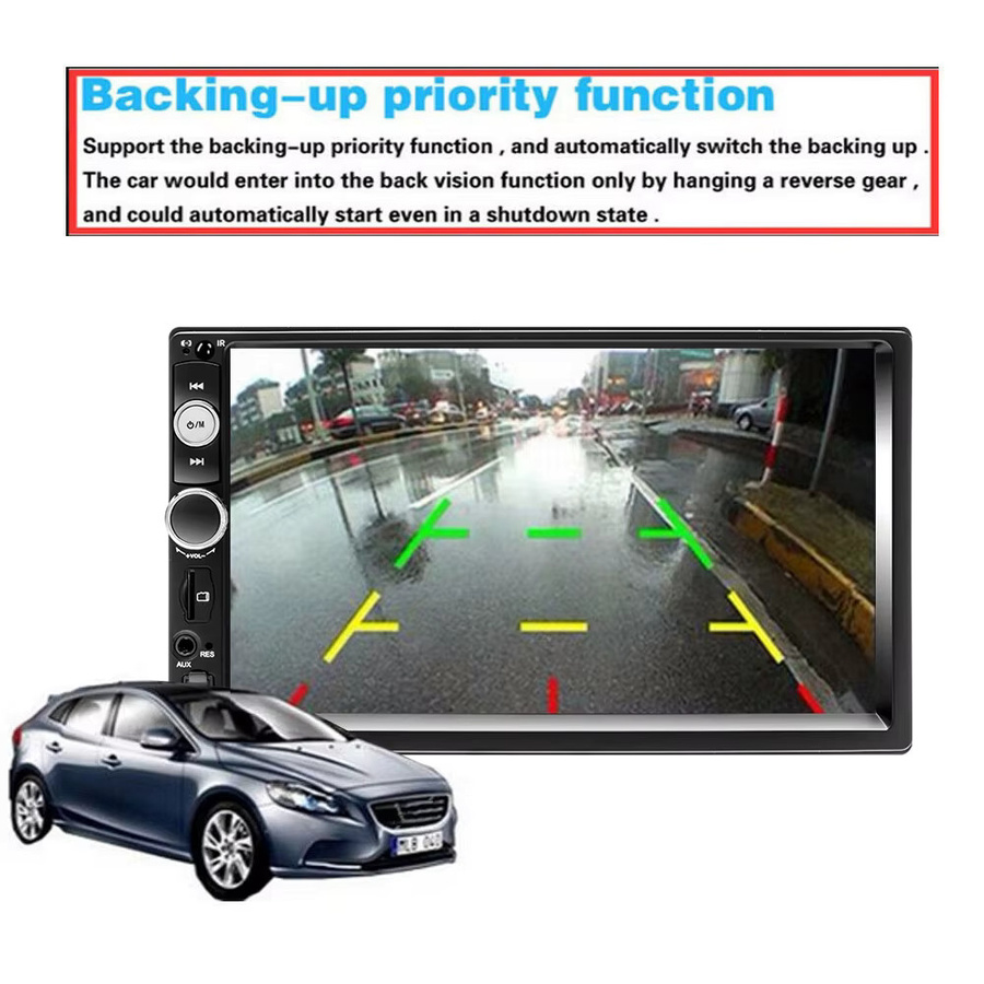 Podofo 2Din 7 Zoll Autoradio mit Android und iPhone Mirror Link, Bluetooth, FM-Radio, AUX und USB-Ladefunktion in Schwarz - Bild 4