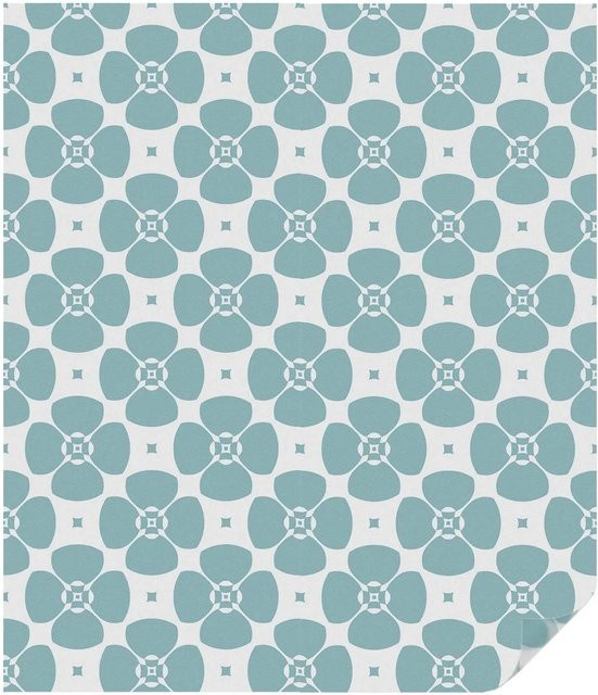 Tulup Buntglasfolie Blumensymmetrie in Weiß und Bunt, Sichtschutzfolie mit floralem Design, Breite: 100 cm, Höhe: 116 cm - Bild 1