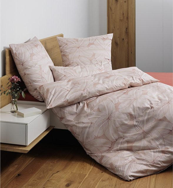 Janine Interlock-Jersey-Bettwäsche Carmen S gestreift in Sand, Beige und Pink, B/H: 155 x 220 cm mit Kissenbezug 80 x 80 cm - Bild 2