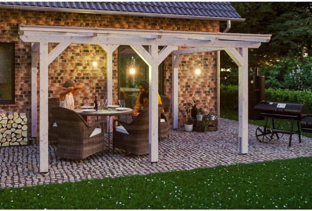 Skan Holz Terrassenüberdachung Siena aus Leimholz mit Polycarbonat-Dach in Weiß, B/T: 434 x 350 cm - Bild 1