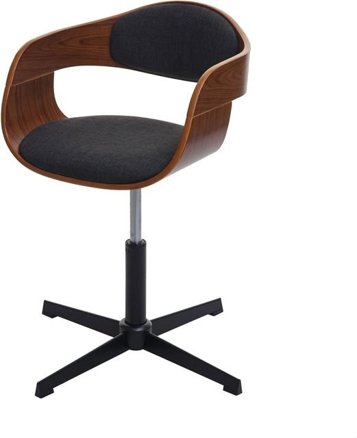 Proregal Bürostuhl aus Bugholz in Walnuss-Optik mit Stoffbezug in Dunkelgrau, höhenverstellbar mit Drehmechanismus, H x B x T: 83 x 64 x 64 cm - Bild 1