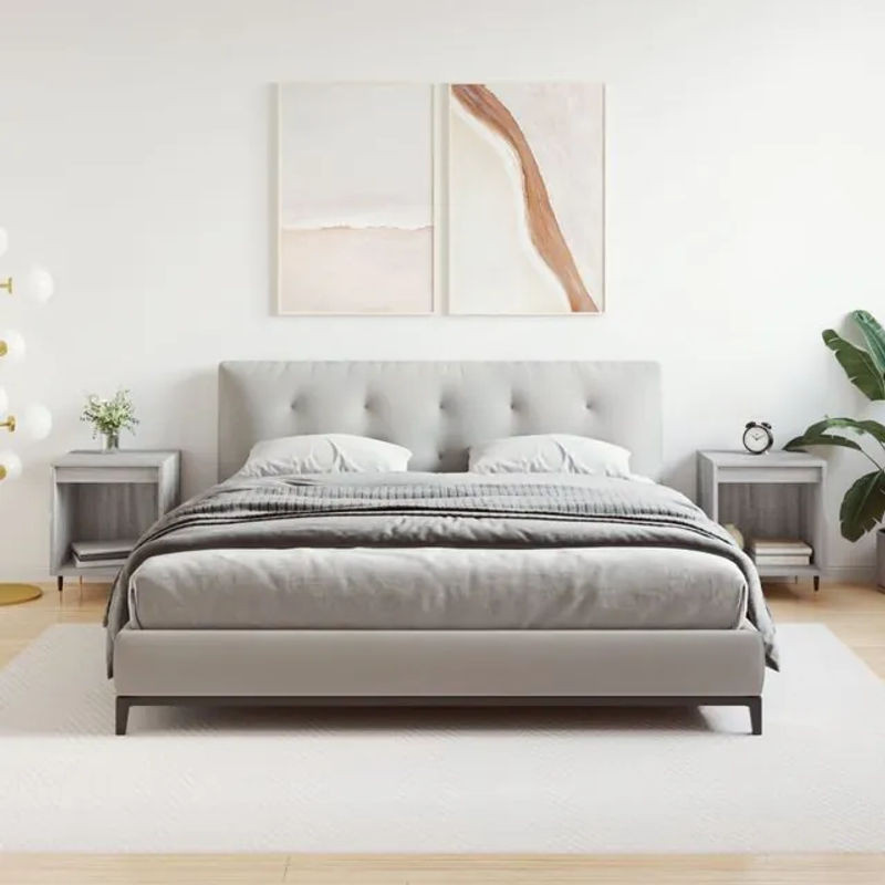 Vidaxl Nachttische 2er-Set in Grau, Modernes Design aus Holzwerkstoff und Metall, B/T/H: 40 x 35 x 50 cm - Bild 1