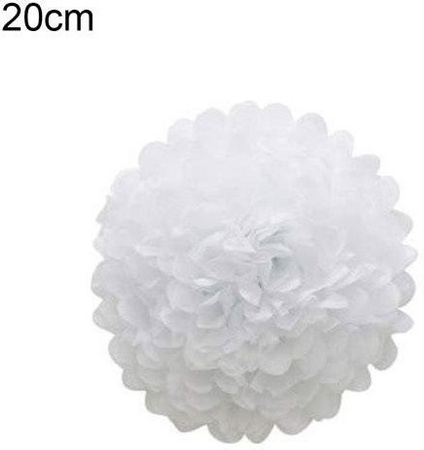 Amusedly Papier Pompoms Blumenkugeln in Weiß für Party und Hochzeit, Durchmesser: 20 cm