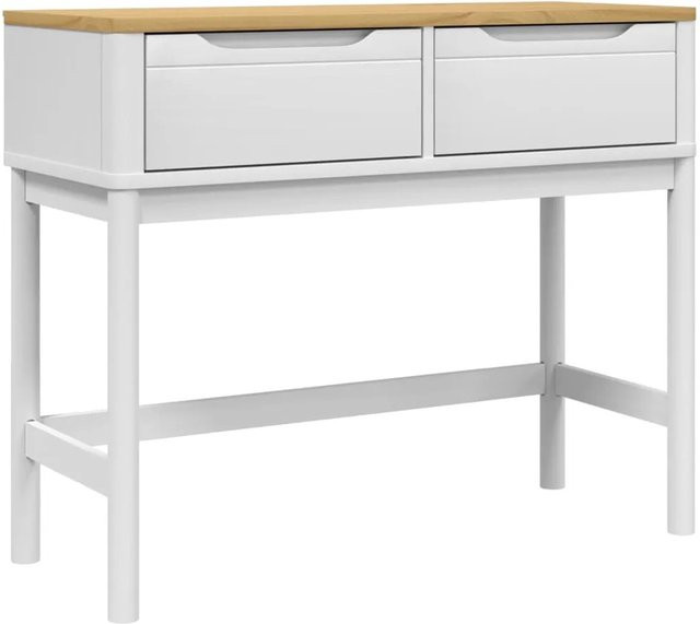 vidaXL Konsolentisch FLORO aus Massivholz Kiefer in Weiß, rustikale Optik, B/T/H: 89,5 x 36,5 x 73 cm - Bild 1