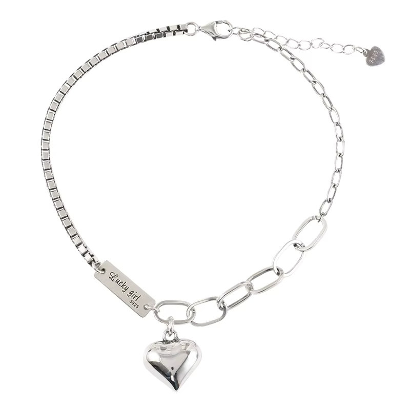 FANGSU Fußkettchen 925 Silber, herzförmig, Damen - Bild 4