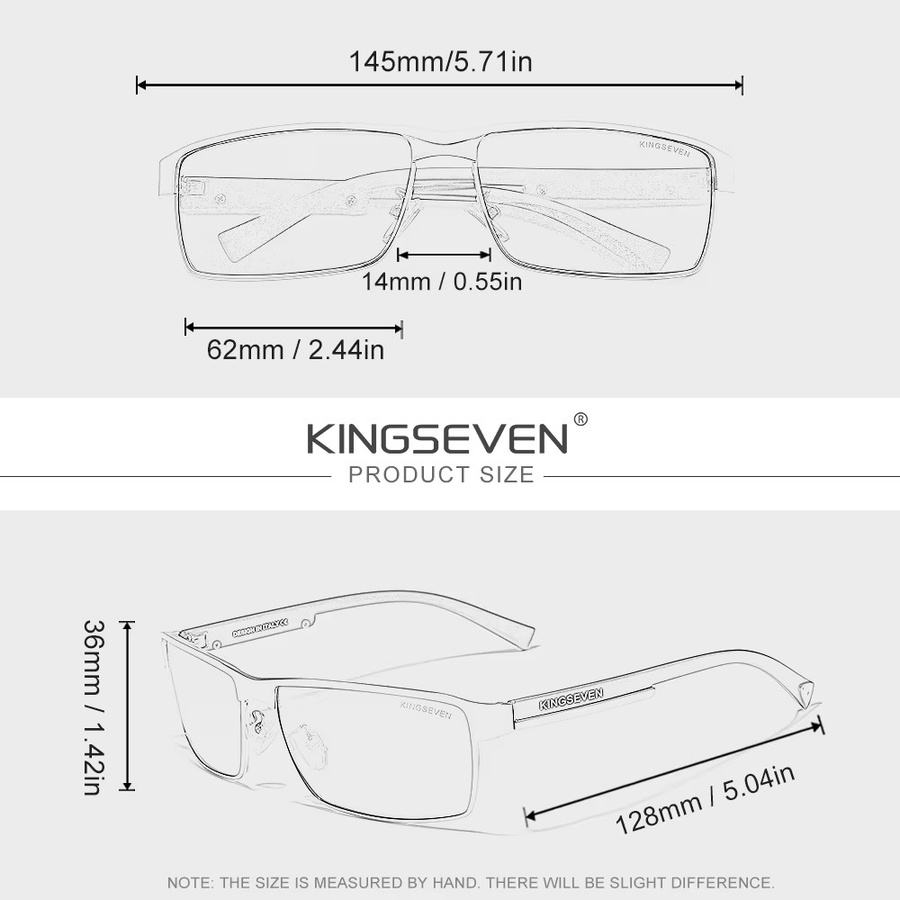 KINGSEVEN Sonnenbrille, rechteckig, Vollrand, Metall, polarisiert - Bild 2