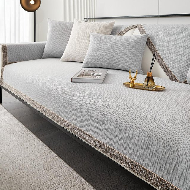 Moderner Sofabezug aus Chenille in Grau, rutschfeste Sofamatte für dein Wohnzimmer, B/B: 70 x 70 cm - Bild 1