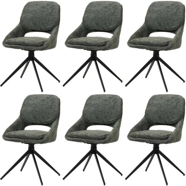 6er-Set MCW Esszimmerstuhl N73 in Grün mit Textil Chenille und Auto-Return Funktion - Bild 2