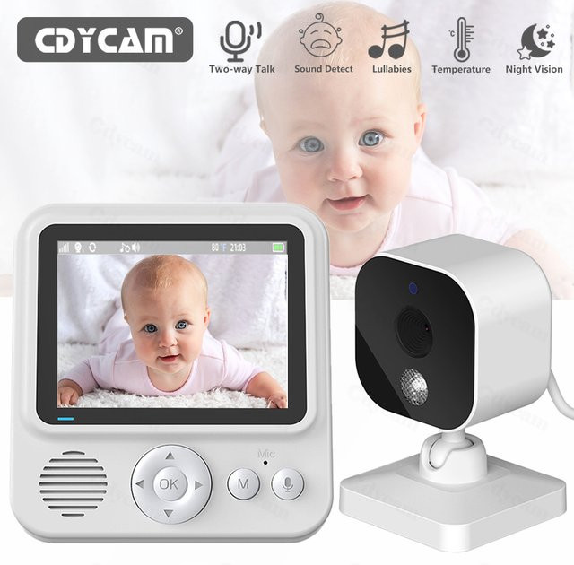 Cdycam Video-Funk-Babyphone mit 2,8-Zoll-Farbüberwachungskamera, Nachtsicht, Temperaturüberwachung und 2-Wege-Gegensprechfunktion in Weiß - Bild 1