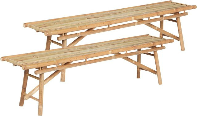 Beliani Gartenbank TINDARI im Boho-Stil aus Holz in Heller Holzfarbe, B/T/H: 180 x 38 x 45 cm - Bild 1