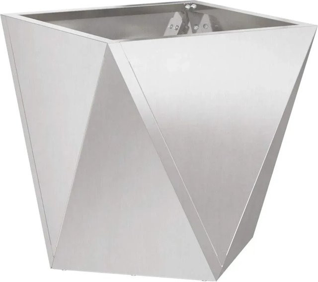 vidaXL Pflanzkübel aus Edelstahl in Silber, B/T/H: 50 x 50 x 50 cm - Bild 1