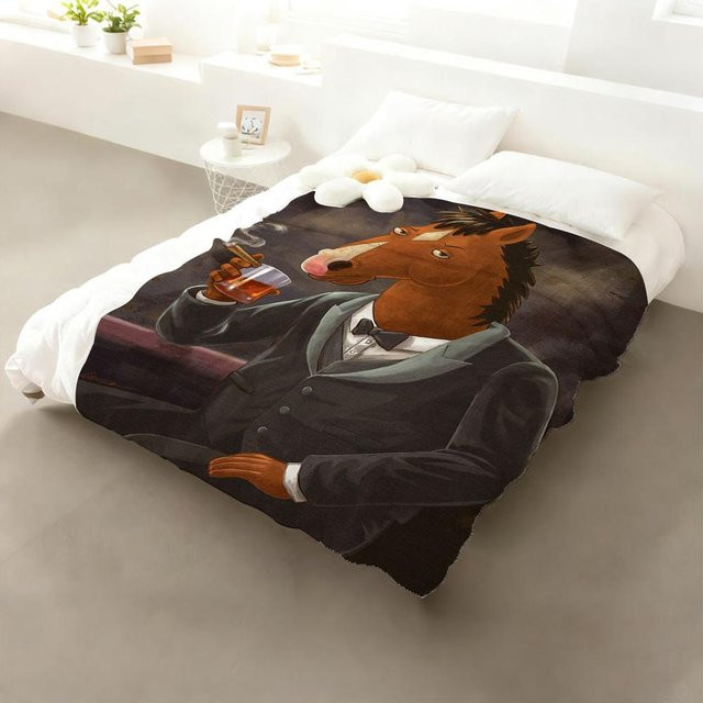 ChenYing01 BoJack Horseman Kuscheldecke aus Flanell, Schwarz, B/H: 75 x 90 cm - Bild 1