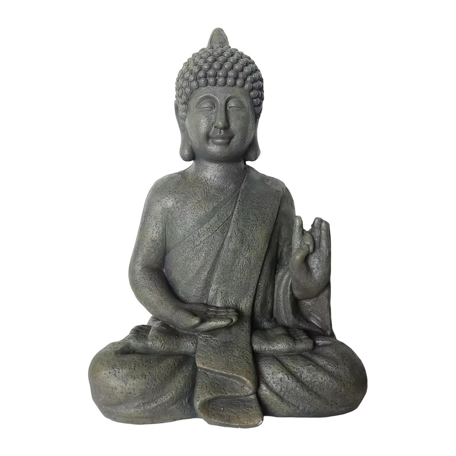 Wetterfeste Buddha Figur von Relaxdays aus Polyresin in Anthrazit im Vintage-Look, Höhe: 52 cm, Breite: 35 cm, Tiefe: 21 cm - Bild 2