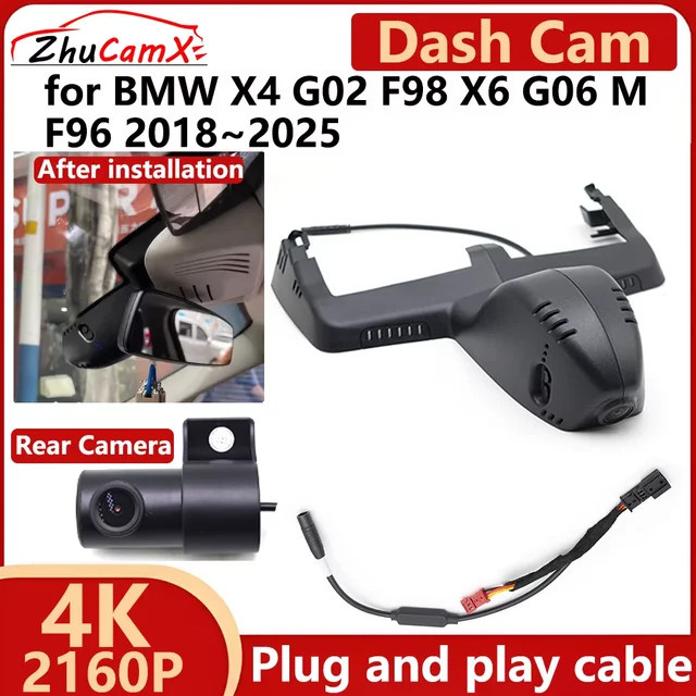 ZhuCamX Dashcam 4K UHD für BMW X4 G02 F98 X6 G06 M F96 2018 bis 2025 in Schwarz mit Nachtsicht und Plug-and-Play Anschluss - Bild 1