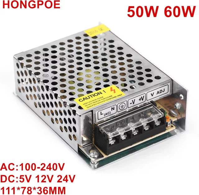HONGPOE LED Netzteil Adapter mit Barrel-Plug in Silber - Bild 1