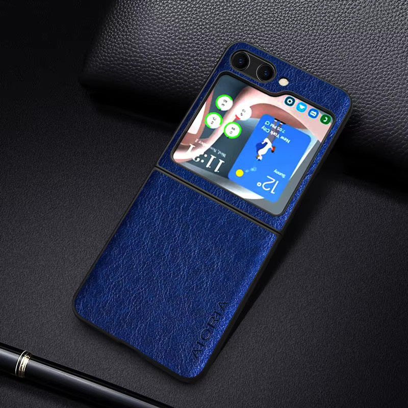 Luxus PU Leder Handyhülle für Samsung Galaxy Z Flip 5 4 3 in Schwarz mit Soft TPU und Hard PC Design - Bild 3
