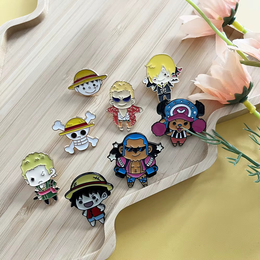 Bandai One Piece Roronoa Zoro & Monkey D. Luffy Anstecknadeln, 8-teiliges Set, Metall, Bunt / Mehrfarbig - Bild 2