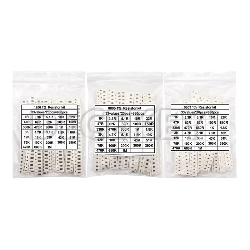 DECEKEY SMD-Widerstände Sortiment Musterkit 1% mit 33 Werten von 1 Ohm bis 1M Ohm, 660 Stück - Bild 1