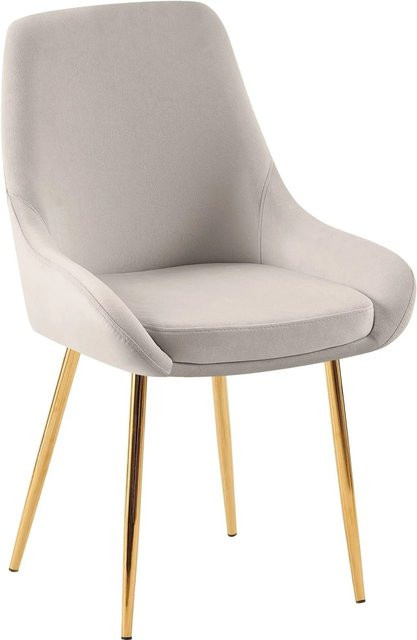 DELUKE 2er Set Esszimmerstühle PUNAR aus Samt in Grau mit goldenen Beinen, B/T/H: 50 x 53 x 86 cm - Bild 1