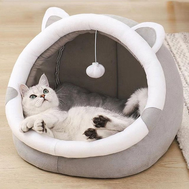 Gemütliches Katzenbett aus 100% Baumwolle für Katzen und Hunde, Hundezelt und weiches Haustierhaus, Größe S, B/T/H: 31 x 27 x 27 cm - Bild 1