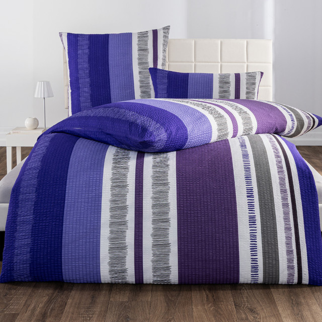 Dreamtex Seersucker Bettwäsche aus Baumwolle 3-teilig mit Reißverschluss B/H: 135 x 200 cm - Bild 1