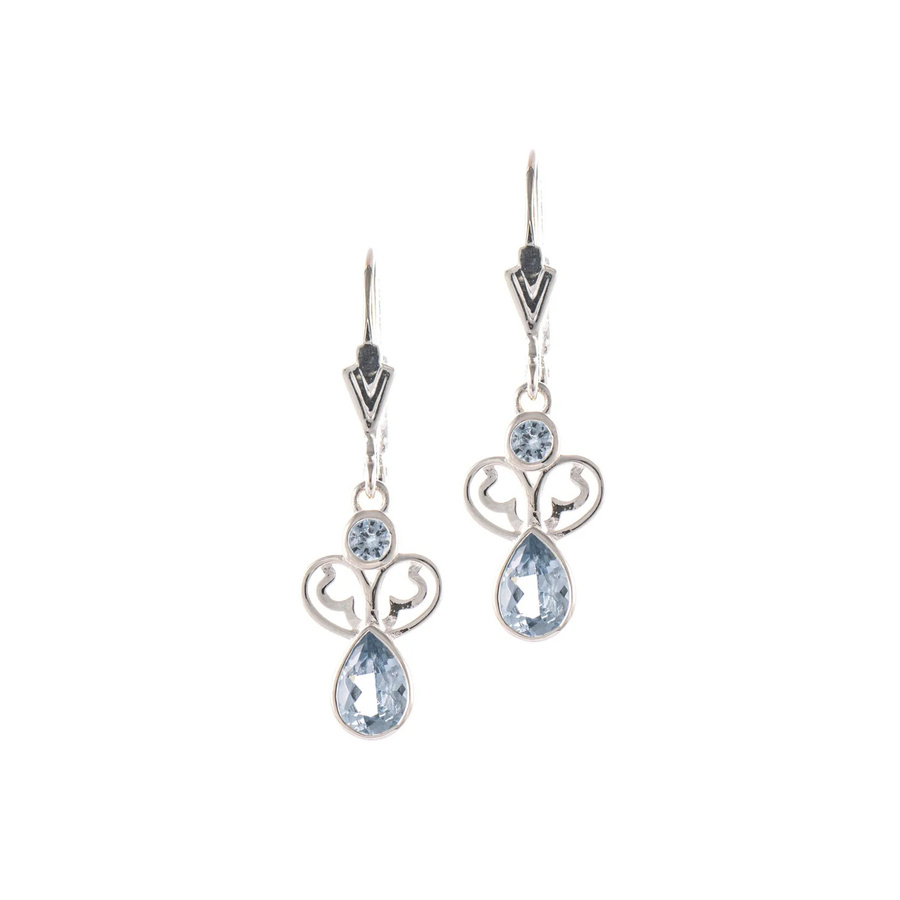 Ohrringe 925 Silber, Zirkonia, hellblau - Bild 1