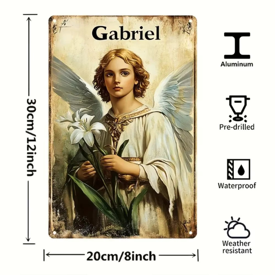 GabrielAngelArt Engel Wandbehang aus Metall im Vintage-Stil, Mehrfarbig, B/H: 30 x 20 cm - Bild 2
