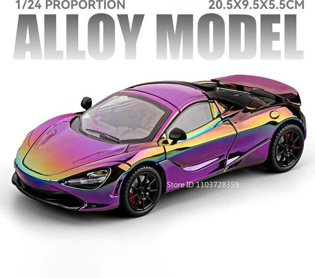 Linyi toy car 720S Senna Modell, Sportwagen, 1:24, Metall Druckguss, mit Licht und Sound, ab 14 Jahren - Bild 1
