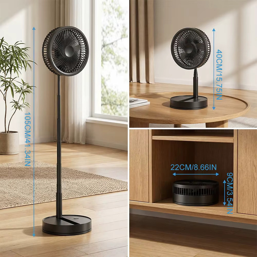 LIPETY Wiederaufladbarer faltbarer Teleskop-USB-Tischventilator mit Fernbedienung und Timer in Weiß - Bild 2