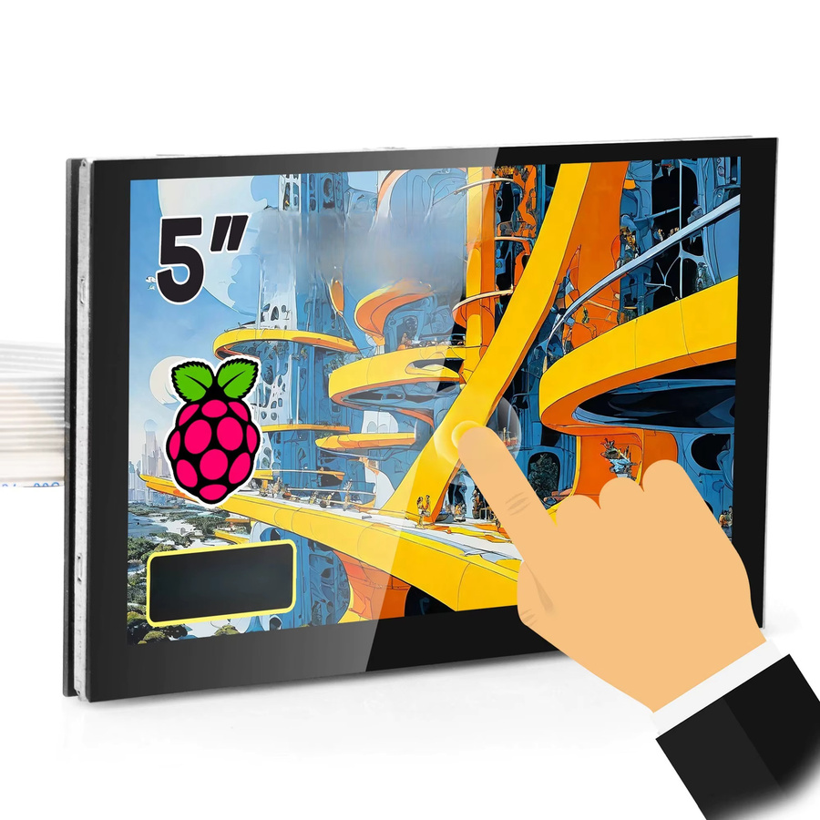 OSOYOO 5 Zoll kapazitiver Touchscreen LCD-Display-Monitor für Raspberry Pi 5 4 2 3 3B+ in Schwarz - Bild 5