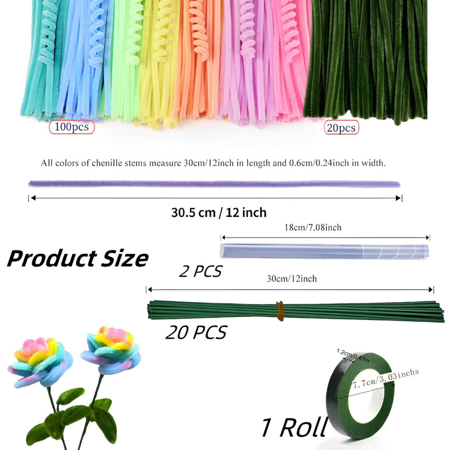 DIY-Bastelarbeiten Pfeifenreiniger, Chenille-Stiele, 120-teiliges Set - Bild 2
