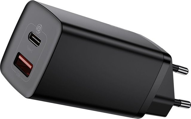 Baseus GaN2 Lite Netzteil 65W mit 1x USB-A und 1x USB-C in Schwarz - Bild 1