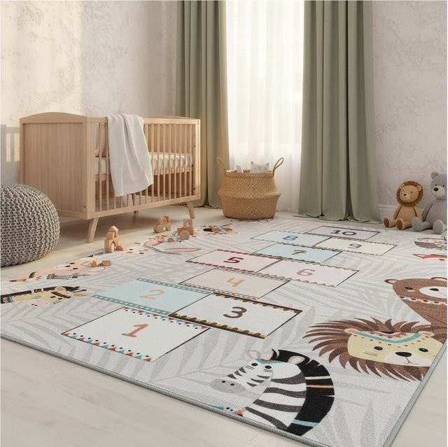 Spielteppich TRAUN von Kadima Design in Grau und Multicolour mit Hüpfspiel und geometrischem Muster, B/T: 100 x 150 cm - Bild 1