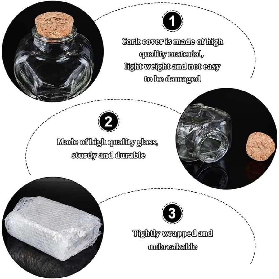 8 Stück herzförmige Glasbehälter mit Korkdeckel, Etikettenanhänger und Schnur, transparent, 60 ml - Bild 3