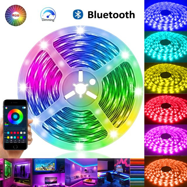 GHUSTAR RGB LED-Lichtstreifen mit Bluetooth-App-Steuerung und Musik-Synchronisation für TV-Hintergrundbeleuchtung und Wohnzimmer, Multicolour - Bild 1