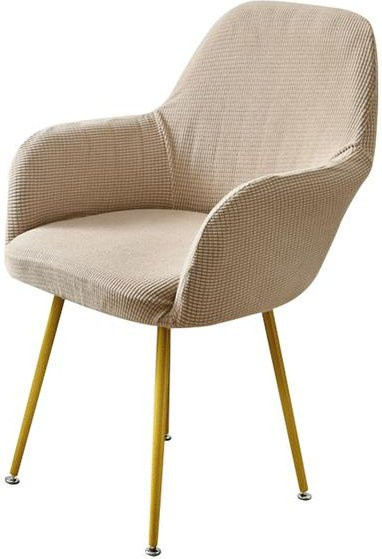 Dehnbarer Sesselbezug mit Karomuster in Beige für Esszimmerstühle und Sessel, rutschfest und maschinenwaschbar - Bild 1