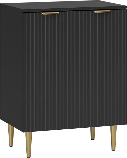 HOMCOM Küchenanrichte Buffet-Schrank mit 2 Türen und Metallbeinen, Schwarz, B/T/H: 60 x 40 x 80 cm - Bild 1