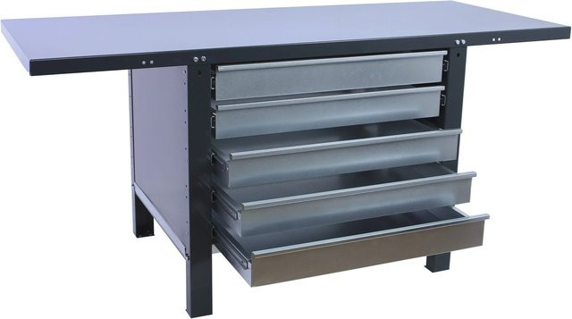 PROREGAL Werkbank BUFFALO aus Metall mit 5 Schubladen in Anthrazit, H x B x T: 83 x 180 x 73 cm, Traglast 700 kg - Bild 1