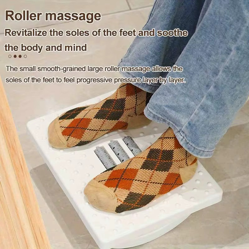 Ergonomischer Massage-Fußhocker von LIUSHADUOLA in Weiß mit Rollen für Home Office und Wohnzimmer - Bild 2