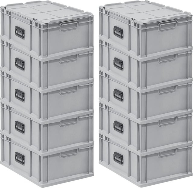 PROREGAL Spar Set 10x Eurobox Nextgen Portable Transportbehälter Grau, H x B x T: 23,5 x 60 x 40 cm, 44 Liter - Bild 1