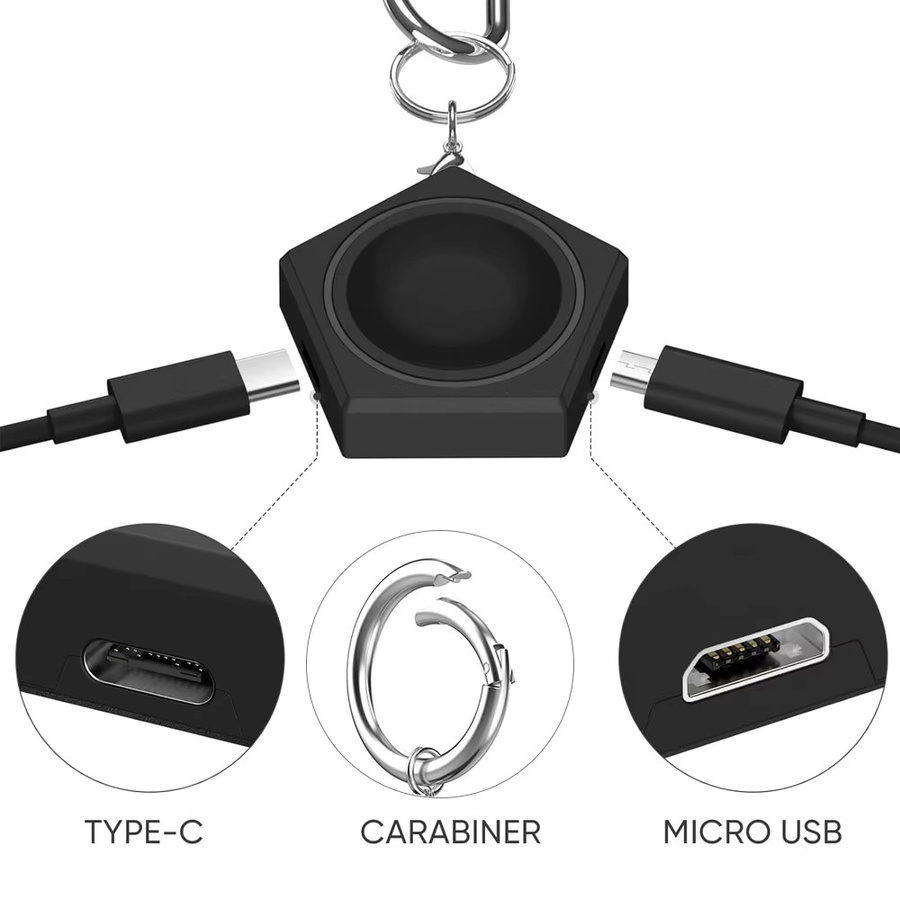 iHZCPRO Ladeadapter für Samsung Galaxy Watch, USB-C, Micro-USB, Schwarz - Bild 3