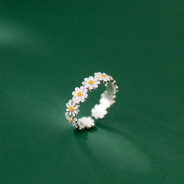 YIRAN Ring Daisy Blume, Messing, Blau, Damen - Bild 1