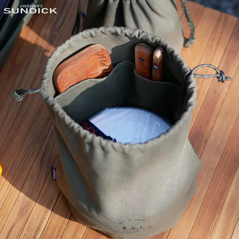 SDK Papierhandtuch-Aufbewahrungsbox aus Segeltuch in Sand und Green für Haushalt und Outdoor-Camping - Bild 3