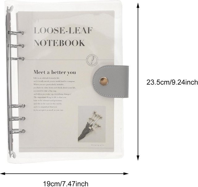 Livia Home A5 Ringbuch mit 6-Loch-Bindung und transparentem Flexcover, liniertes Notizbuch in Weiß - Bild 1