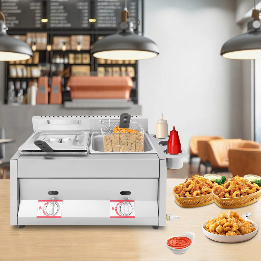 Bymaocar Gewerbliche Doppel-Fritteuse aus Edelstahl in Silber mit 2 x 6 l Fassungsvermögen - Bild 3