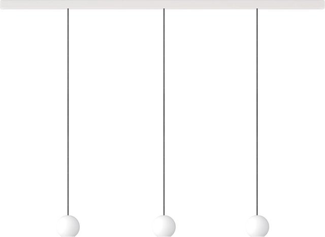 KOMOT KOS Trio S LED-Pendelleuchte-Schiene mit mundgeblasenem Opalglas, Weiß-Schwarz, Tunable White 2200K - 4200K, Länge: 150 cm - Bild 1