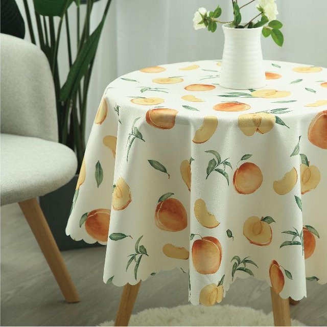 Runde Tischdecke Super Six aus Baumwollleinen in Weiß mit floralem Design, Durchmesser: 120 cm - Bild 1